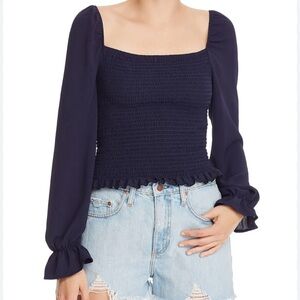 Aqua Navy Shirred - M